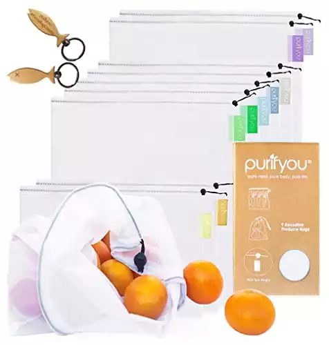 purifyou Reusable Produce Bags, Set of 9