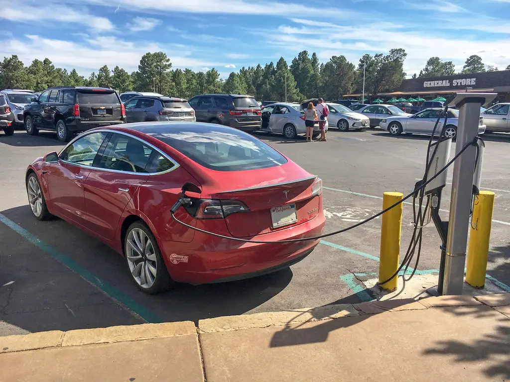 electric vehicles charging at a park