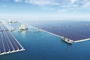 solar panels floating in the ocean